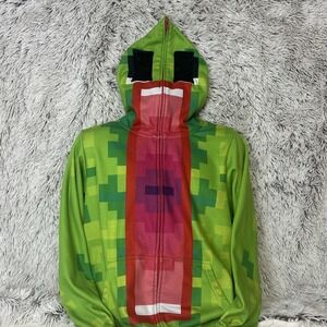 Unspeakable YouTube Gamer Full Face Zip Hoodie Green Red Minecraft Fleece Small